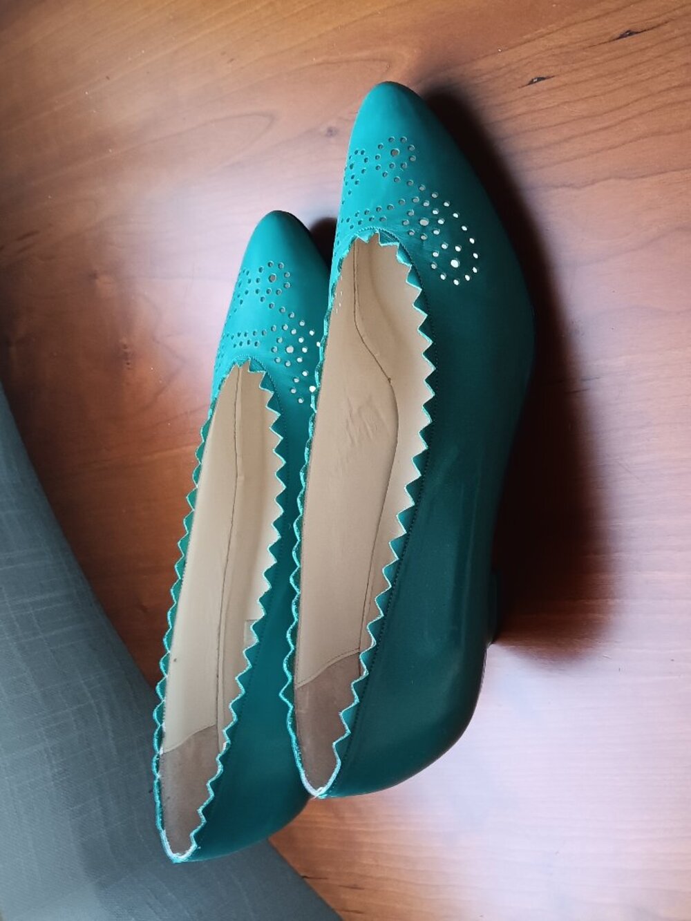 Women's Turquoise Almond Toe Low Heel Ballet by VANELI - Picture 4 of 14